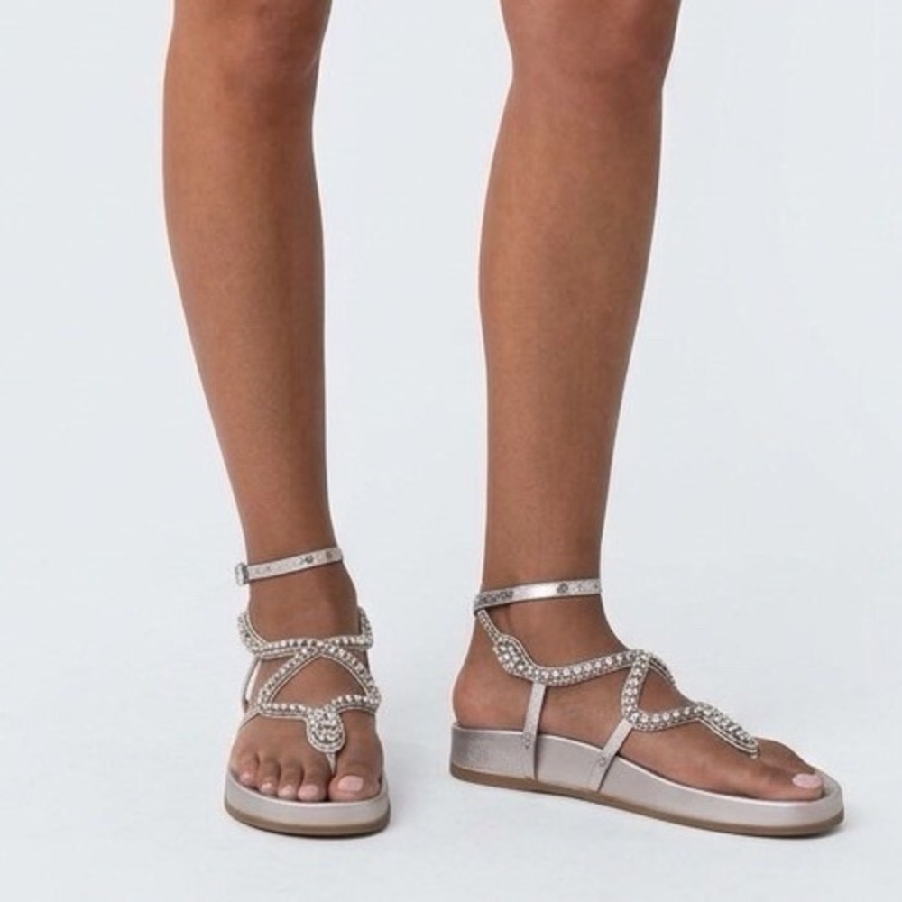 Bibi Lou Women's Sz. 10 (EU41) Silver Rhinestone Embellished Strappy Sandals NEW